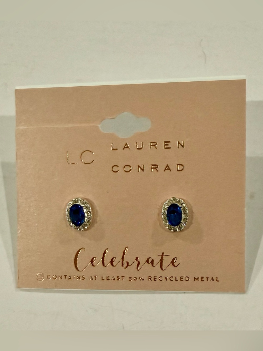 LC Lauren Conrad Celebrate Blue Oval Halo Stud Earrings cute classic preppy gift
